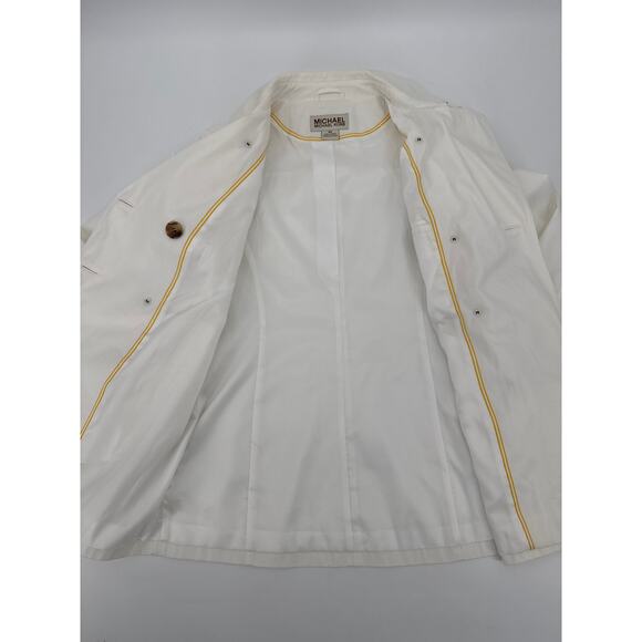 Michael Kors White Double Breasted Raincoat with Tortoise Shell Buttons Medium - Picture 8 of 9